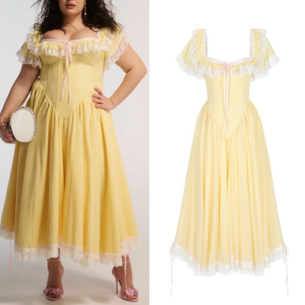 Selkie Custard Cupid Midi Dress